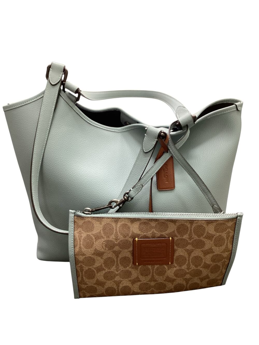 NWOT Coach Tote With Wristlet/Pouchette Women’s OneSize Pebbled Leather Day Tote